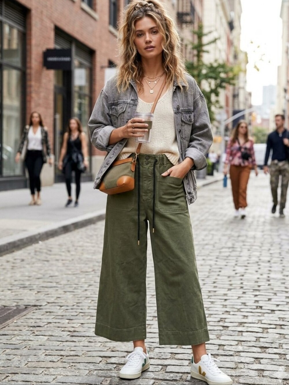 Anthropologie Pilcro The Pilot Button Fly Wide Leg Olive Green Pants Women's XS